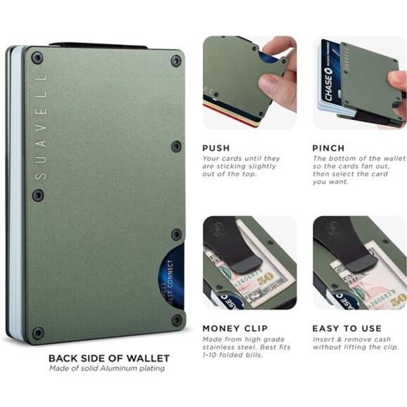 Slim Metal Wallet for Men Tactical Wallet RFID Blocking Card Holder w Money Clip - Picture 5 of 7